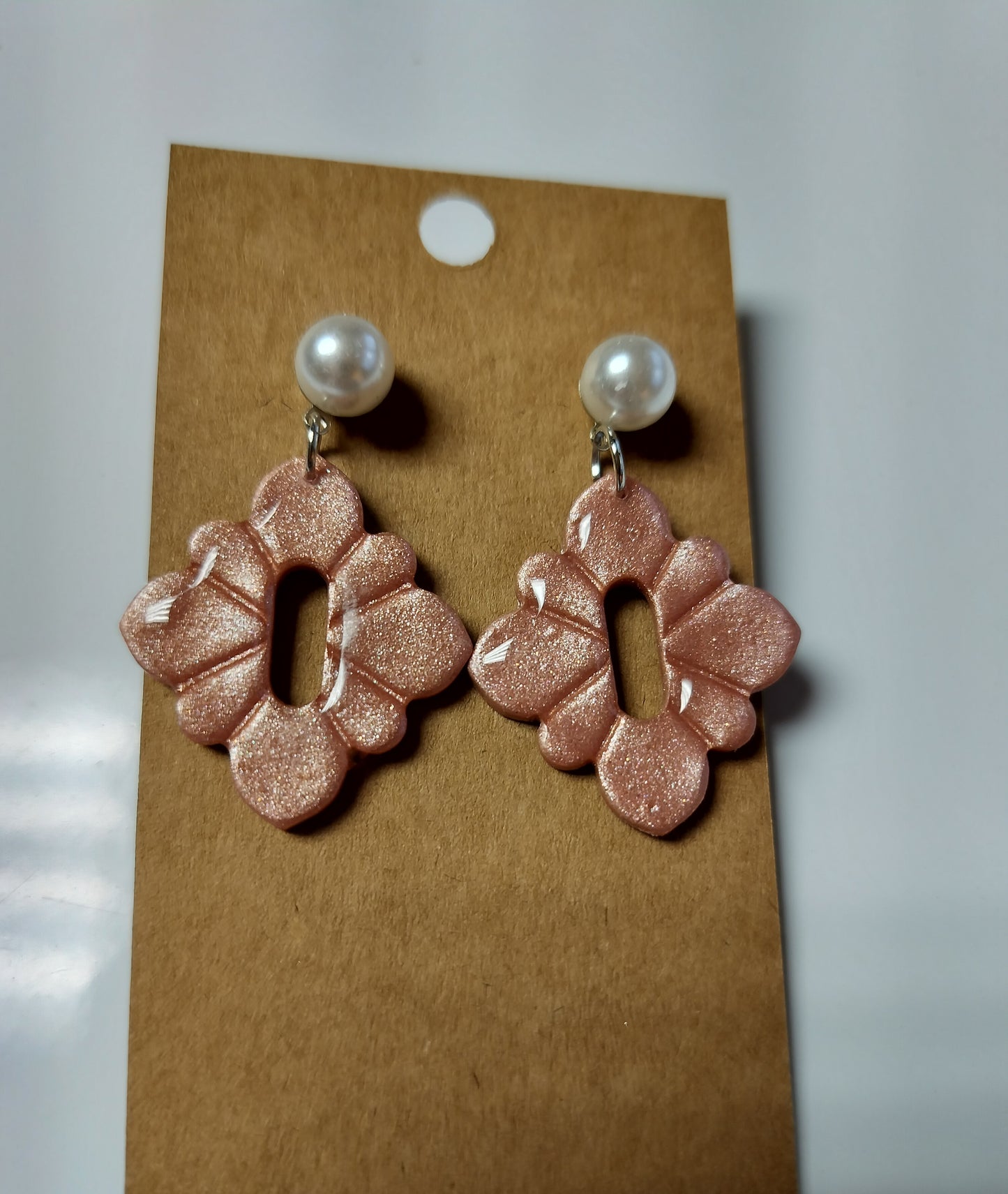 Light Pink Dangles with Pearl Studs