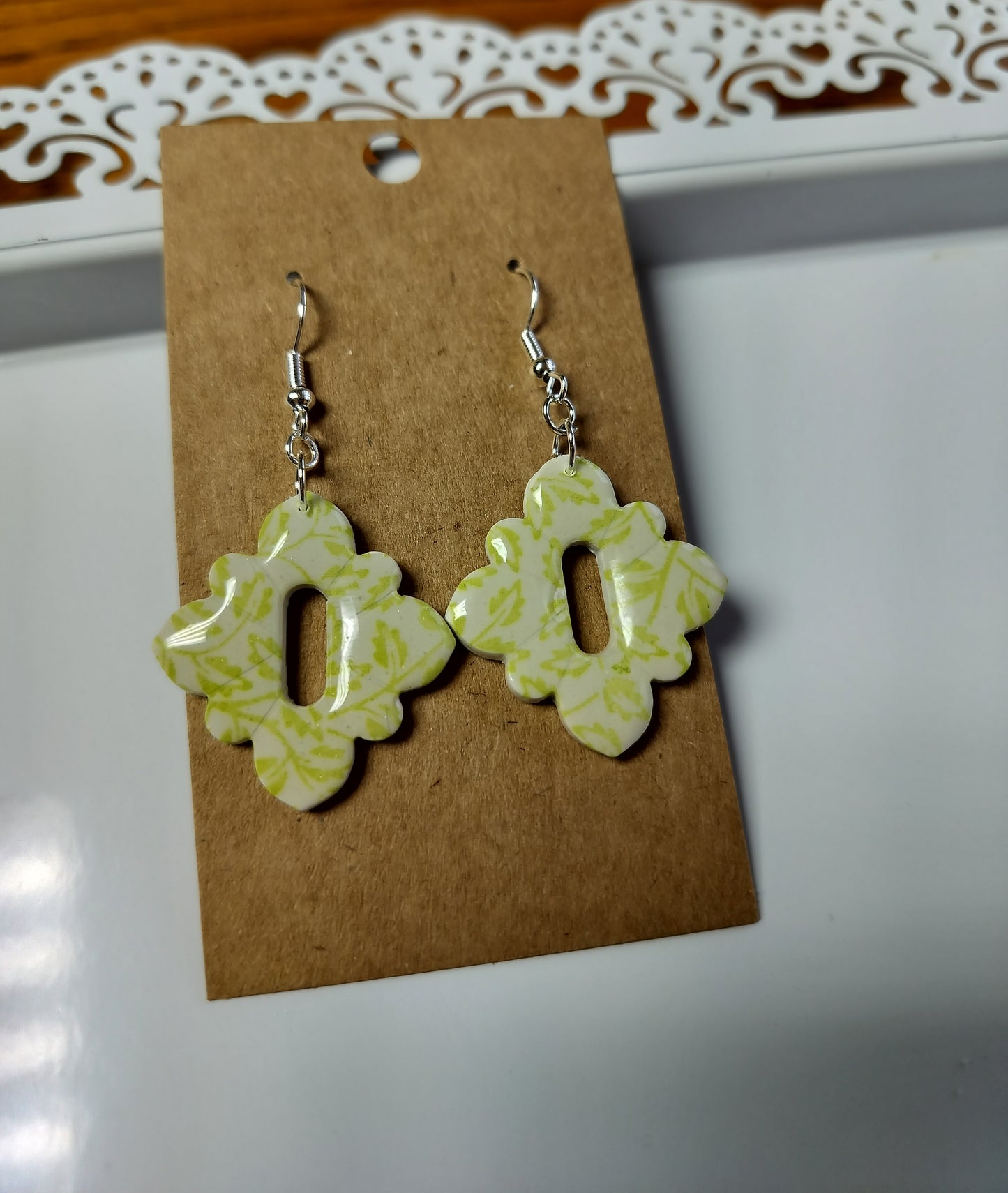 Green Printed Design Dangles