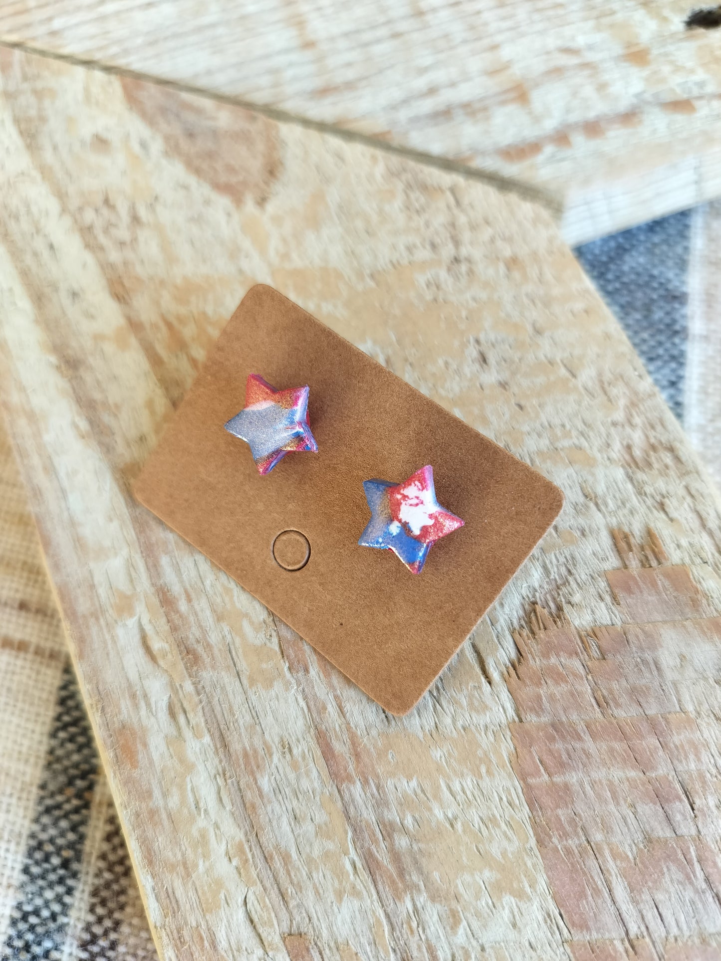 Red, White, & Blue Star Studs