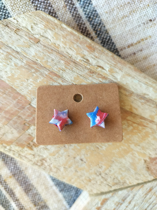 Red, White, & Blue Star Studs