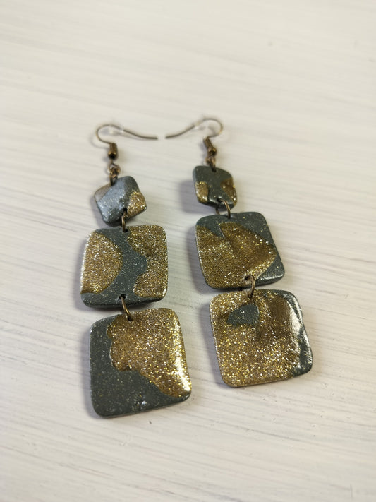 Thyme Green & Gold Dangles