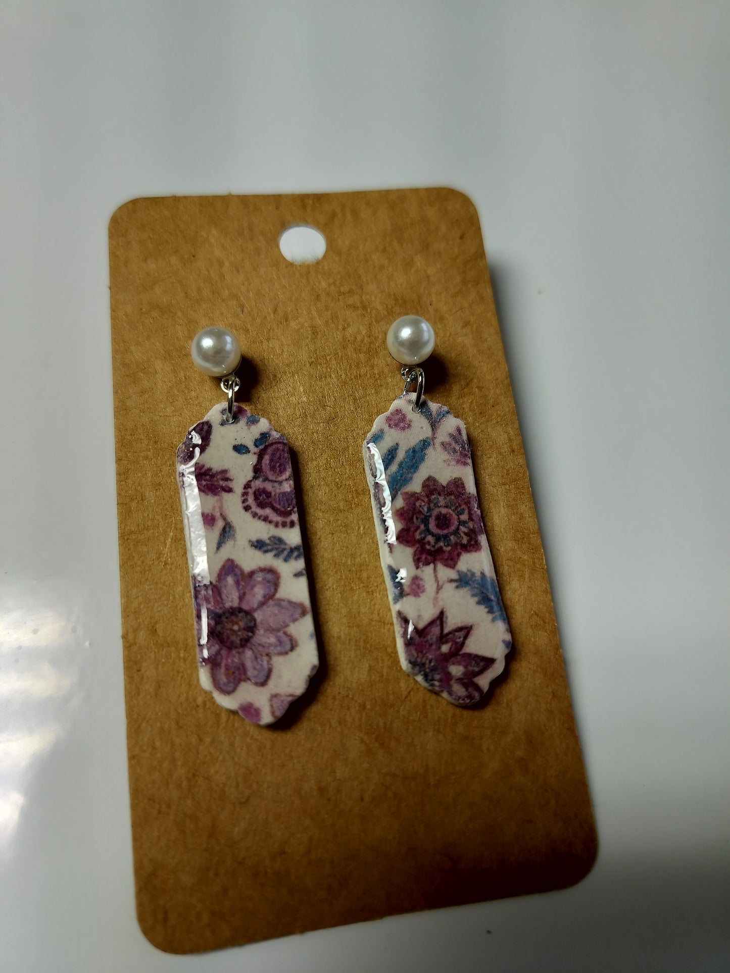 Floral Print With Pearl Studs