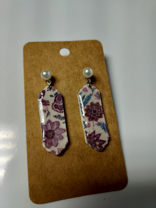 Floral Print With Pearl Studs