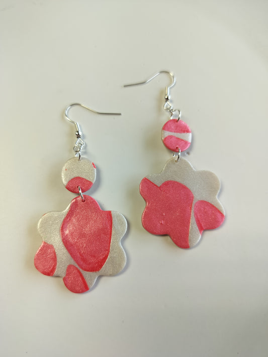 Strawberry Milk Cow Print Dangles