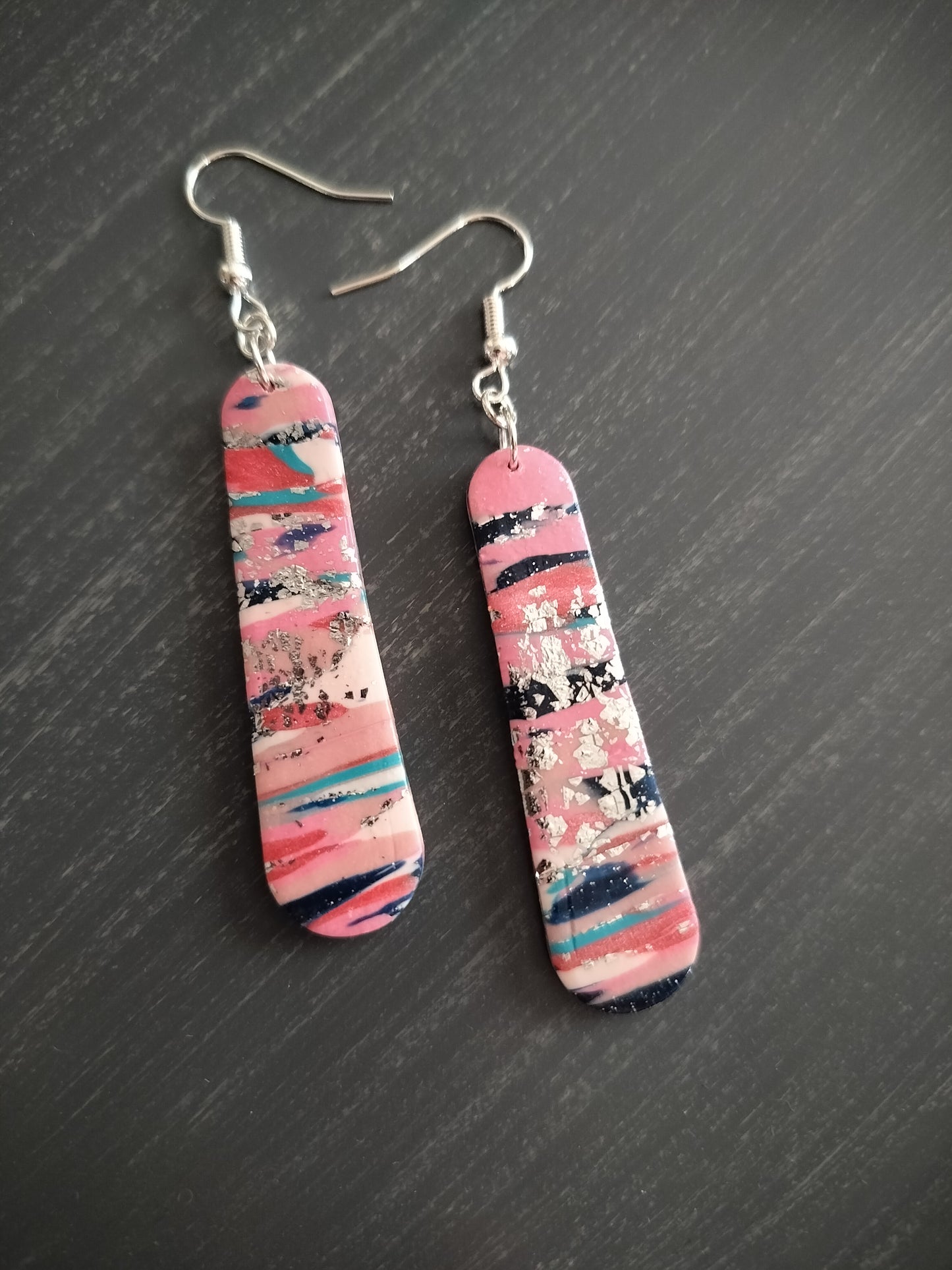Long multi-colored design dangles
