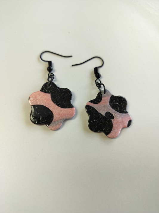 Strawberry Milk Cow Print Dangles