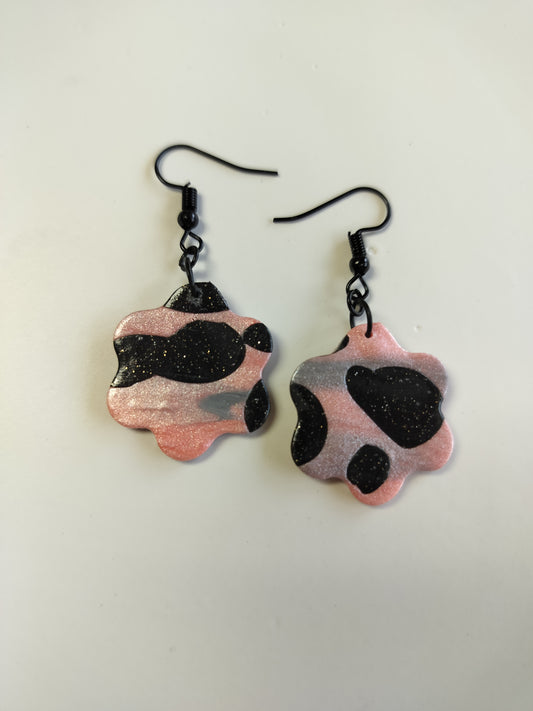 Strawberry Milk Cow Print Dangles