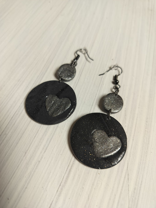 Round Dangles With Hearts