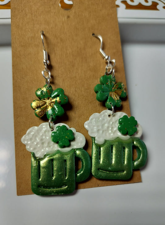Green Beer Mugs with Shamrocks