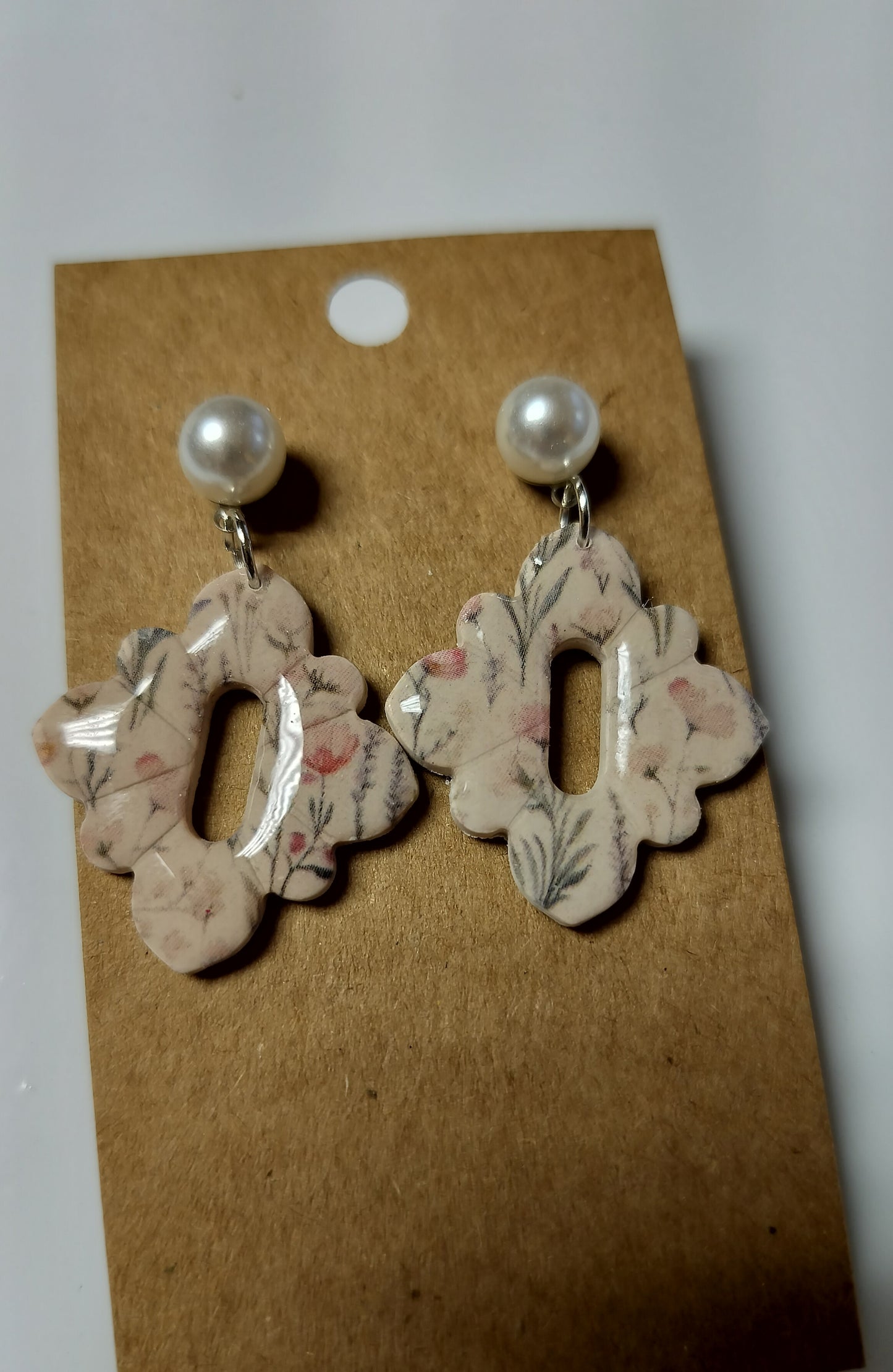 Floral Print with Pearl Studs